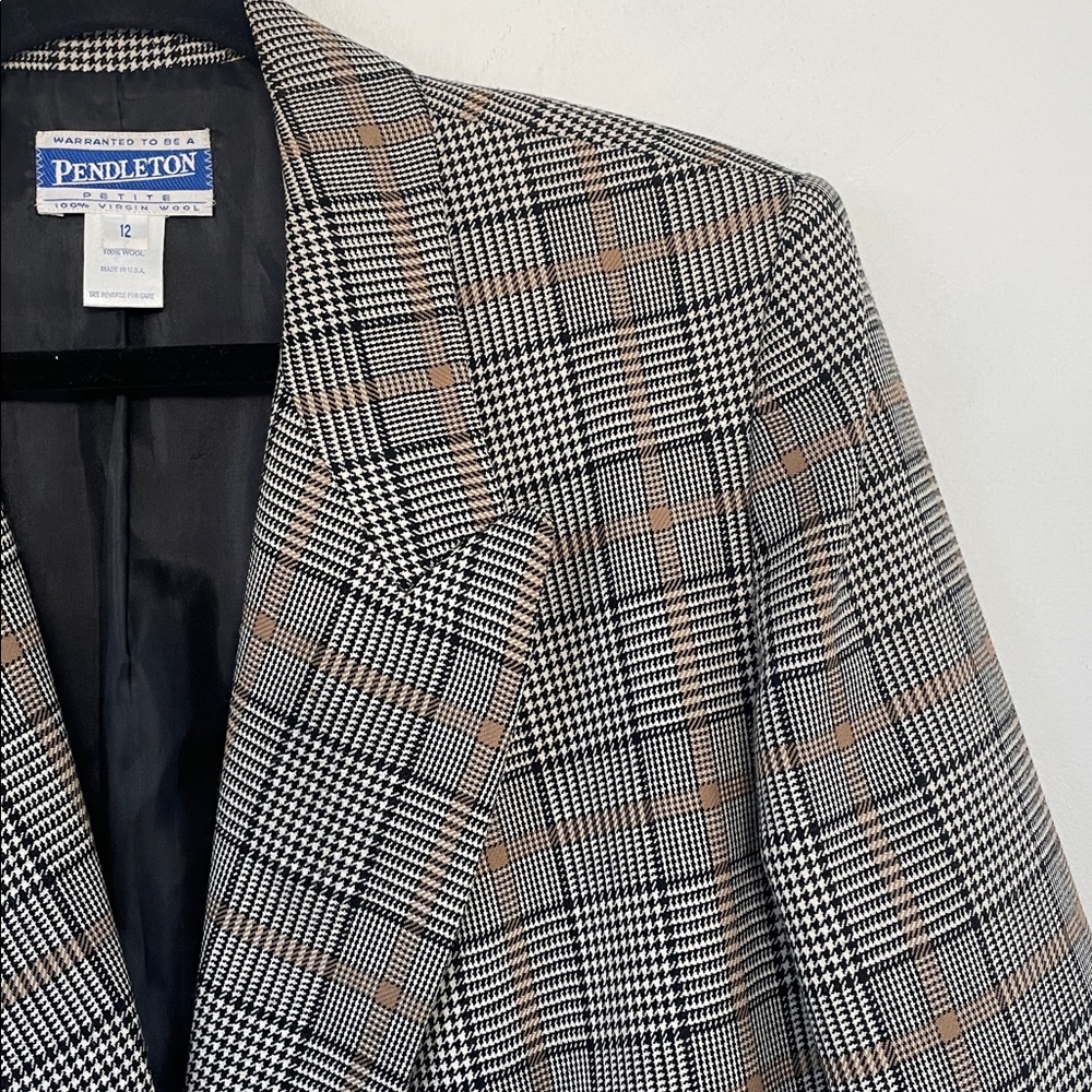 PENDLETON Vintage Double Breasted Plaid Wool Blaz… - image 5